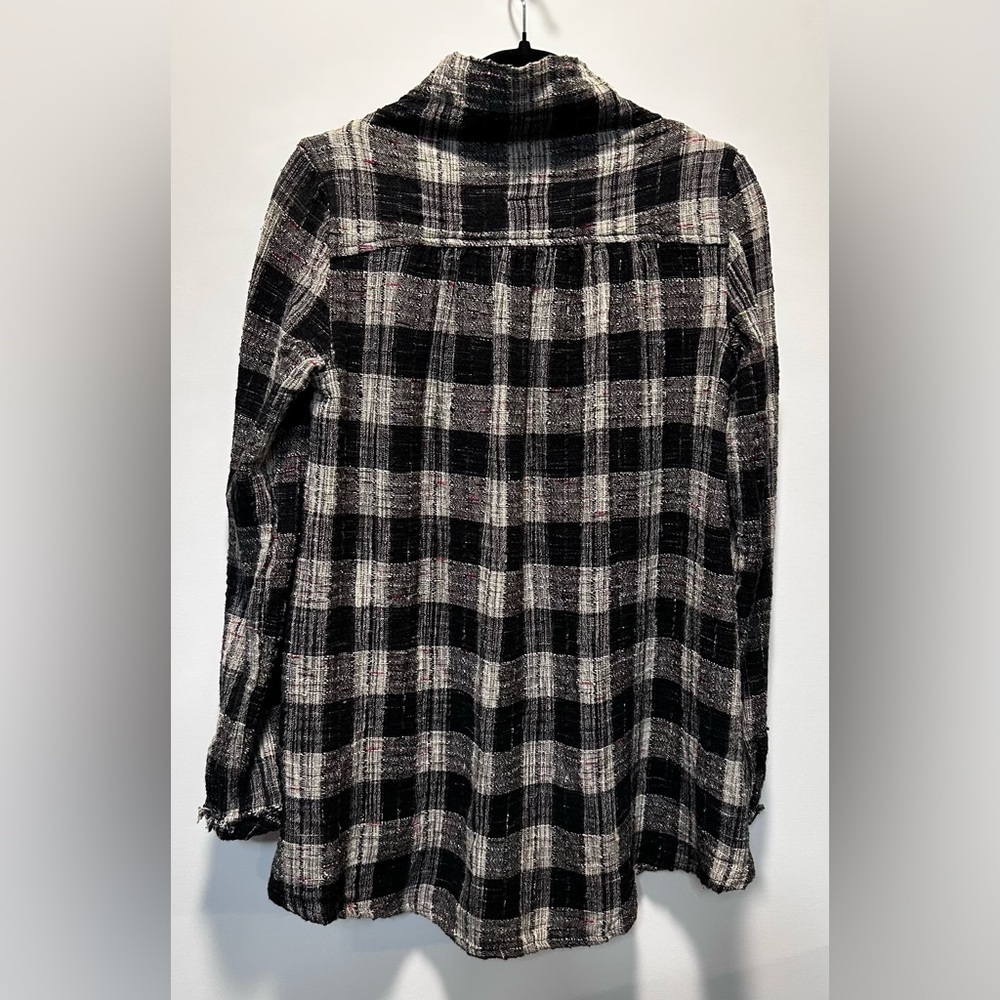 Free People Walk in the Park Plaid Cowl Neck Tunic Top Size S Farmhouse Boho - Picture 6 of 10